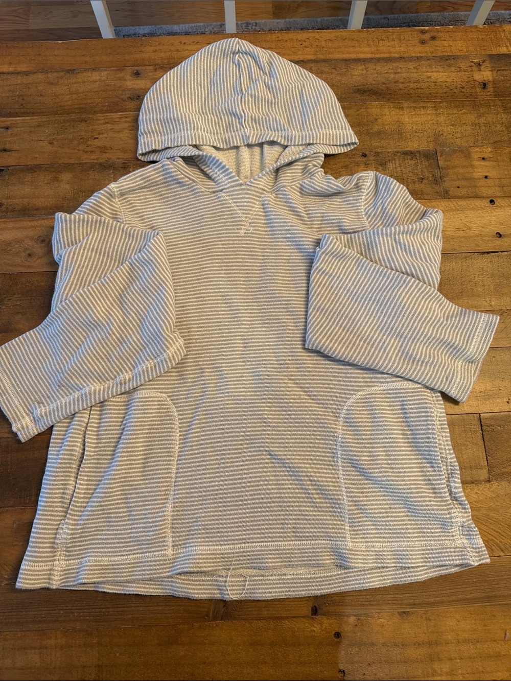 J Crew Light Grey & White Striped Hoodie